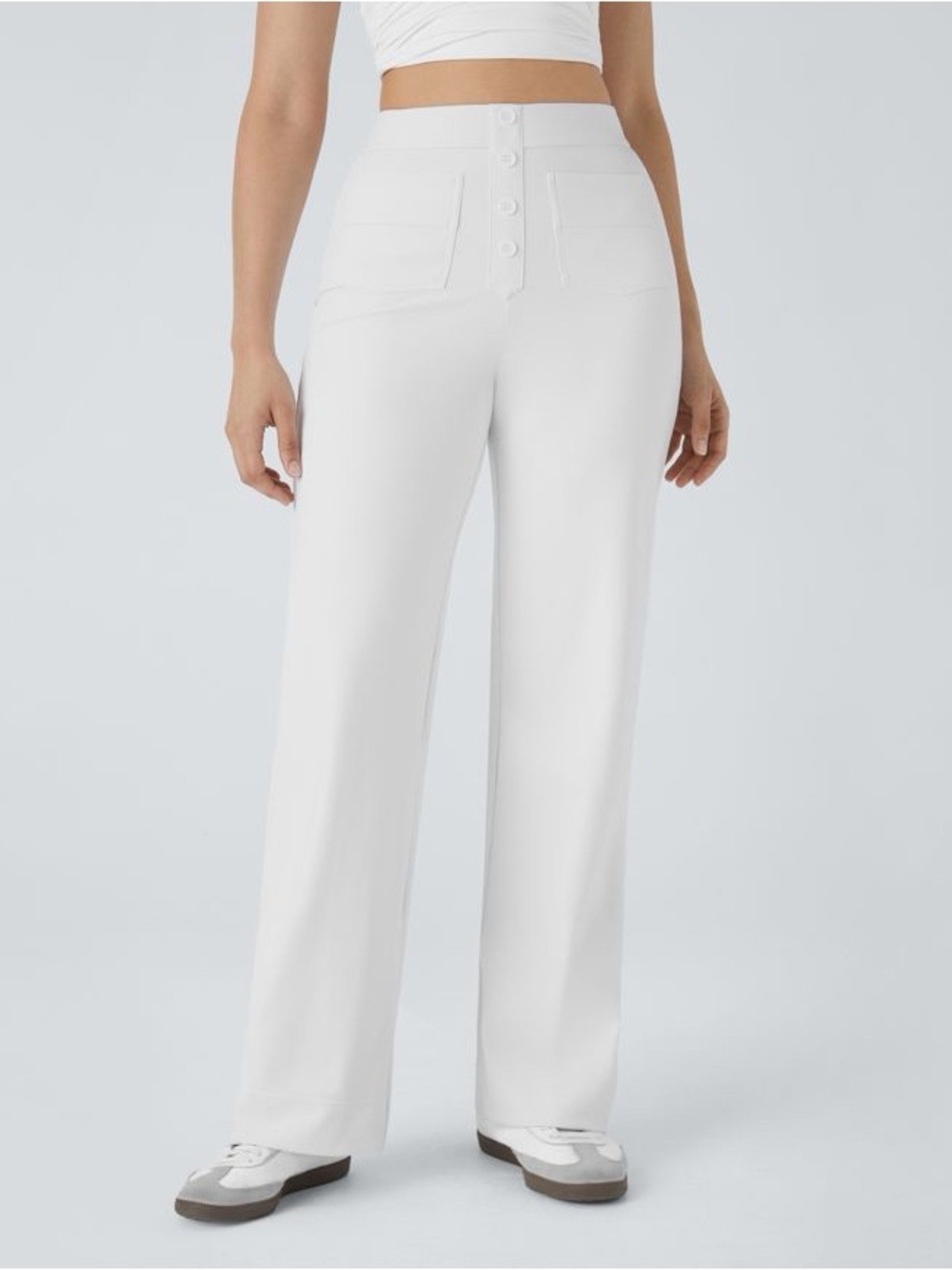 Halara DayStretch High Waist Pockets Straight Leg Casual Pants NWT Large White